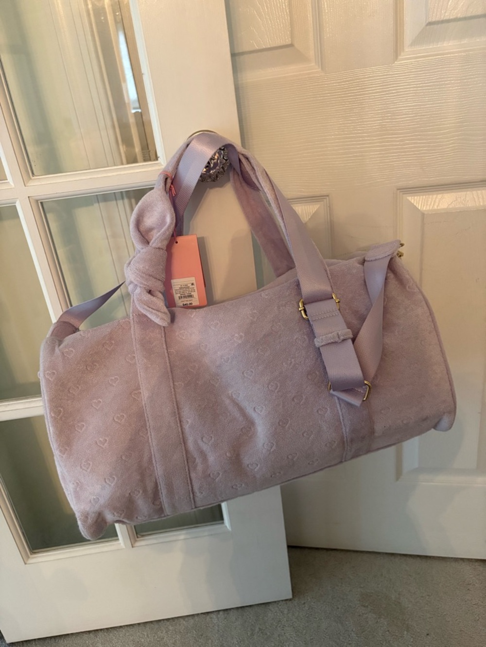 NWT Stoney Clover Lane x target launch Lavender Heart Embossed Duffle Bag